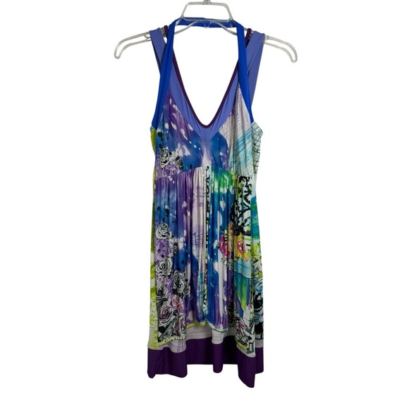 Save The Queen Italy Y2K Halter Bodycon Mini Dress Size Large Maximalism Vintage - Picture 10 of 10